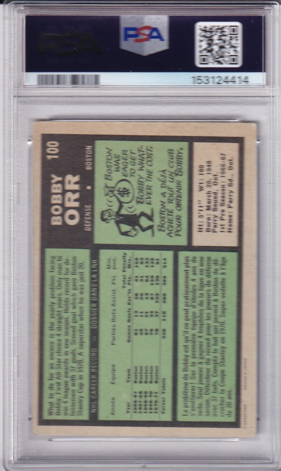 Bobby Orr 1971-72 O-Pee-Chee Card #100 OPC PSA 4 Boston Bruins
