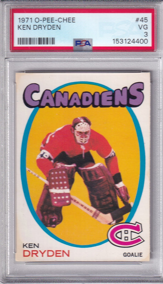 Ken Dryden 1971-72 O-Pee-Chee Rookie Card #45 OPC RC PSA 3 VG #1