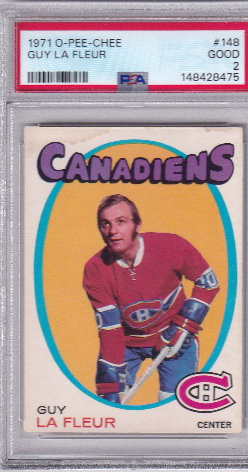 Guy Lafleur 1971-72 O-Pee-Chee Rookie Card #148 OPC RC PSA 2 Good