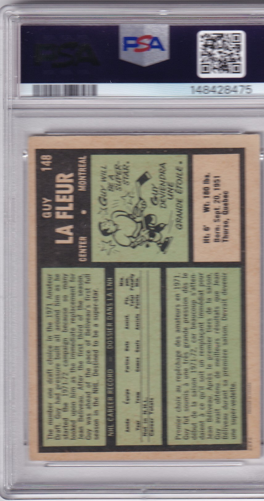 Guy Lafleur 1971-72 O-Pee-Chee Rookie Card #148 OPC RC PSA 2 Good