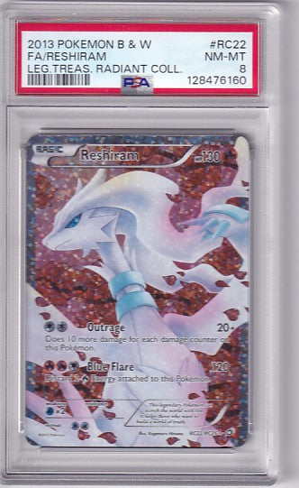 PSA 8 Reshiram RC22/RC25 Pokemon Black & White Legendary Treasures Radiant Collections