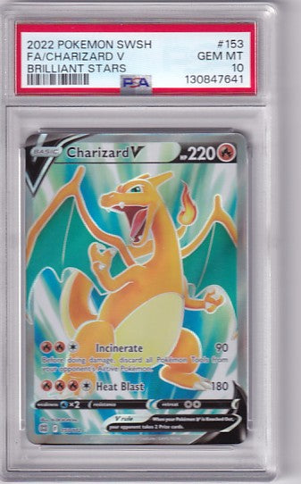 PSA 10 Charizard V 153/172 Pokemon Sword & Shield Brilliant Stars