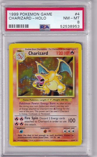 PSA 8 Charizard 4/102 Pokemon Base Set Unlimited