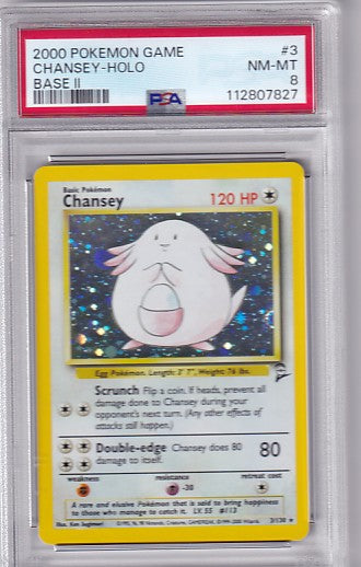 PSA 8 Chansey 3/130 Pokemon Base Set 2