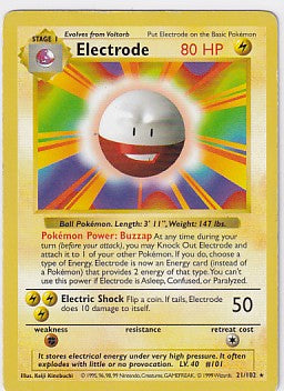 *HP* Electrode 21/102 Pokemon Base Set Shadowless