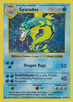 *MP* Gyarados 6/102 Pokemon Base Set Shadowless