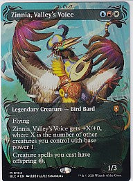 Zinnia Valley's Voice Borderless Raised Foil - Bloomburrow M 104 Magic the Gathering Card