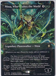 Nissa Who Shakes the World Borderless Raised Foil - Bloomburrow R 96 Magic the Gathering Card