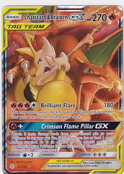 Charizard & Braixen GX Tag Team 11/263 Pokemon Sun & Moon Cosmic Eclipse