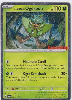 Teal Mask Ogerpon Cosmo Holo STAMPED & OPENED - Gamestop Exclusive 024/167 Pokemon Card