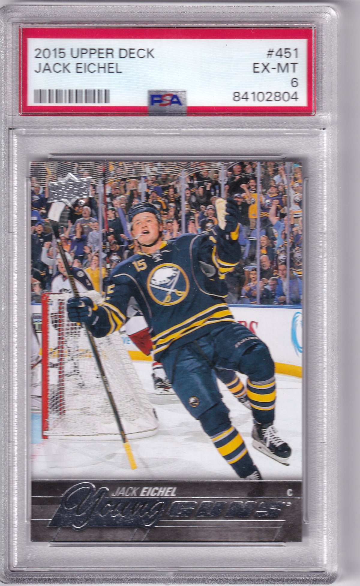 2015-16 Upper Deck Series Two Jack Eichel Young Guns #451 PSA 6
