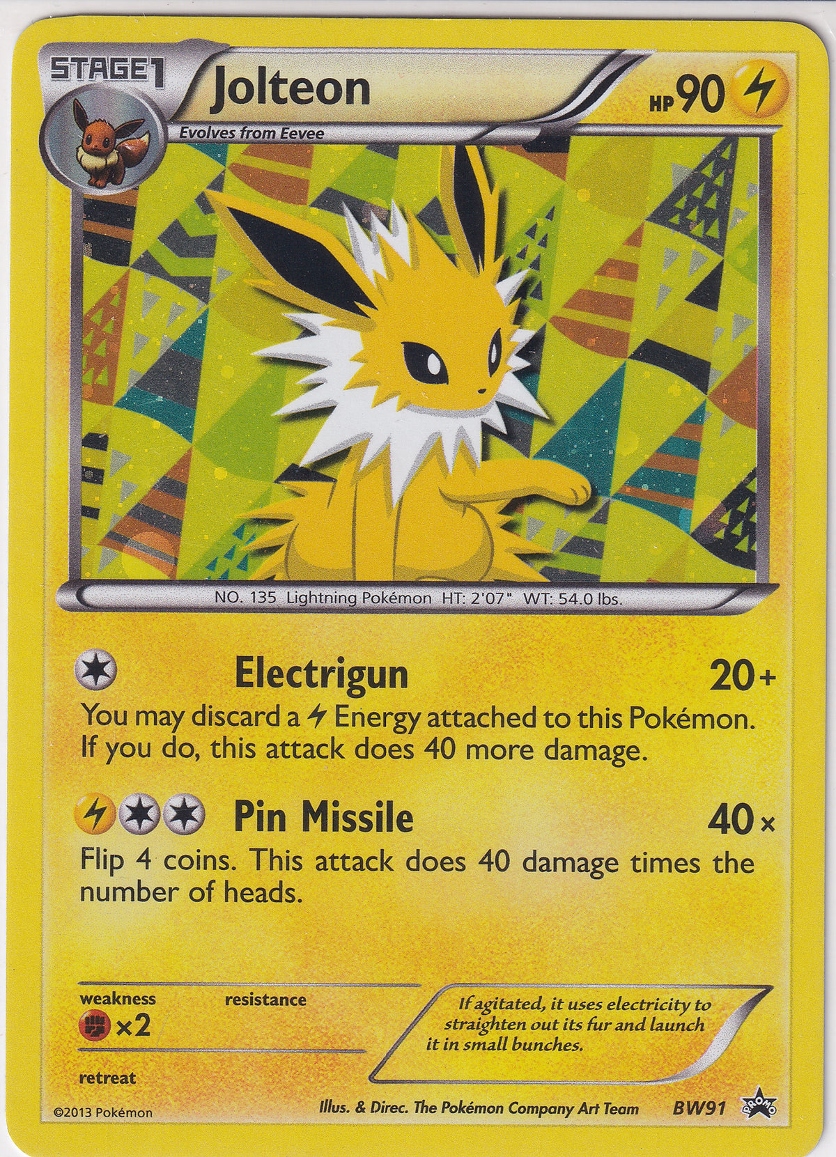 *LP* Jolteon Holo Rare Promo - Black & White Promo BW91 Pokemon Card