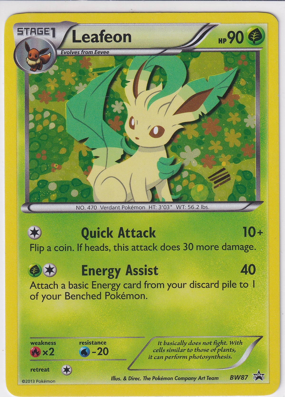 *MP* Leafeon Holo Rare Promo - Black & White Promo BW87 Pokemon Card