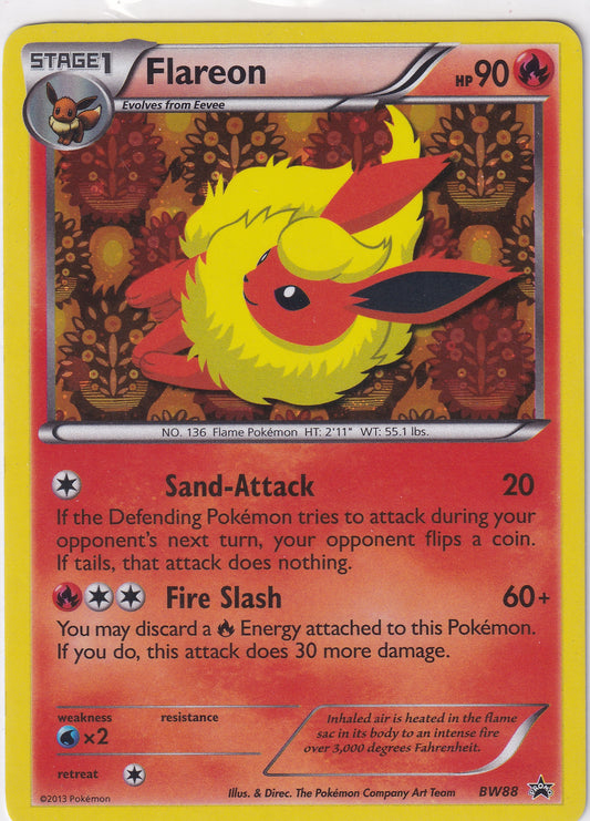 *MP* Flareon Holo Rare Promo - Black & White Promo BW88 Pokemon Card