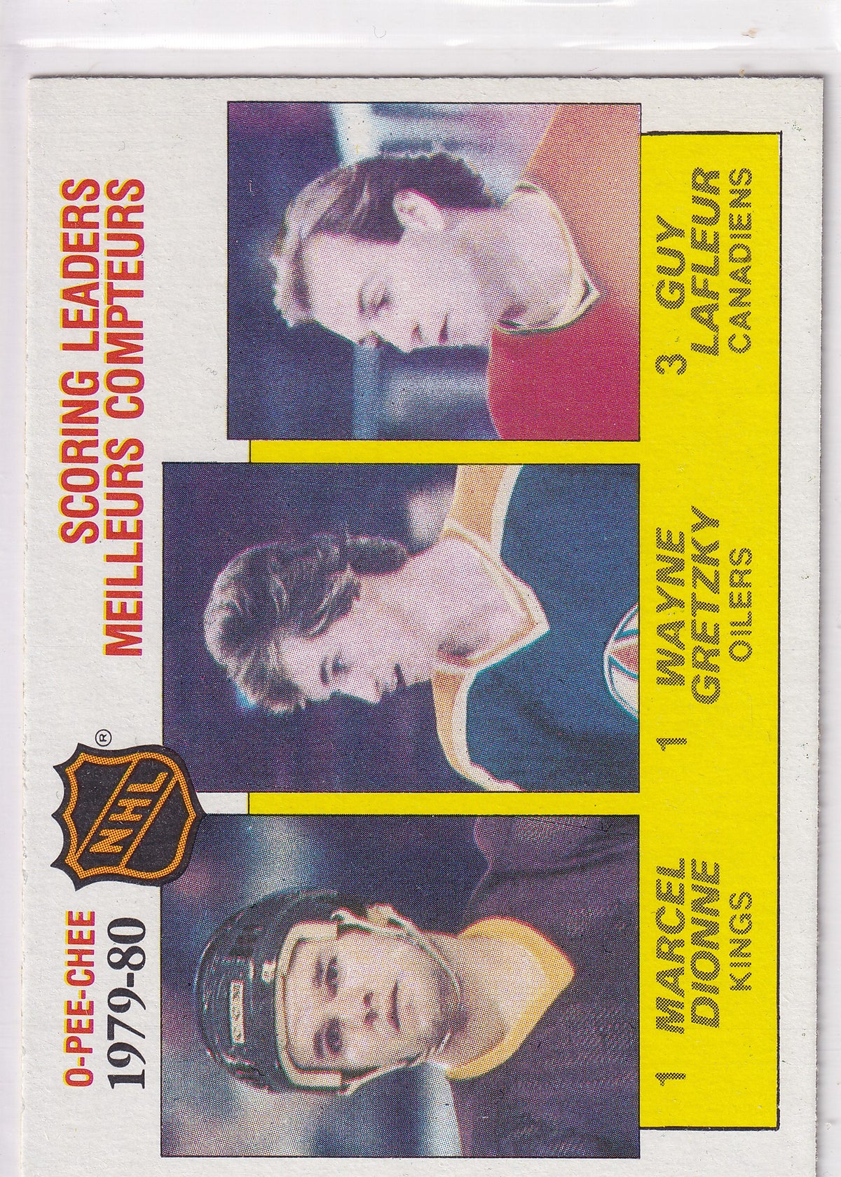 1980-81 O-Pee-Chee Marcel Dionne Wayne Gretzky Guy Lafleur Scoring Leaders #163