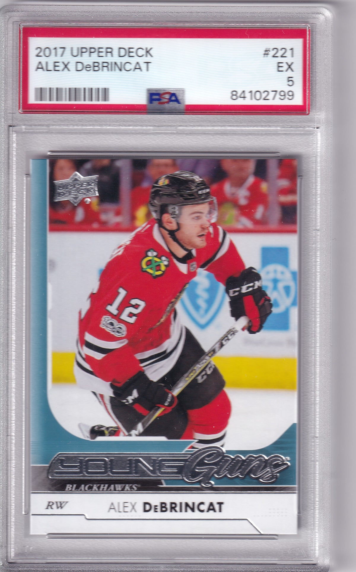 2017-18 Upper Deck Series One Alex DeBrincat Young Guns #221 PSA 5