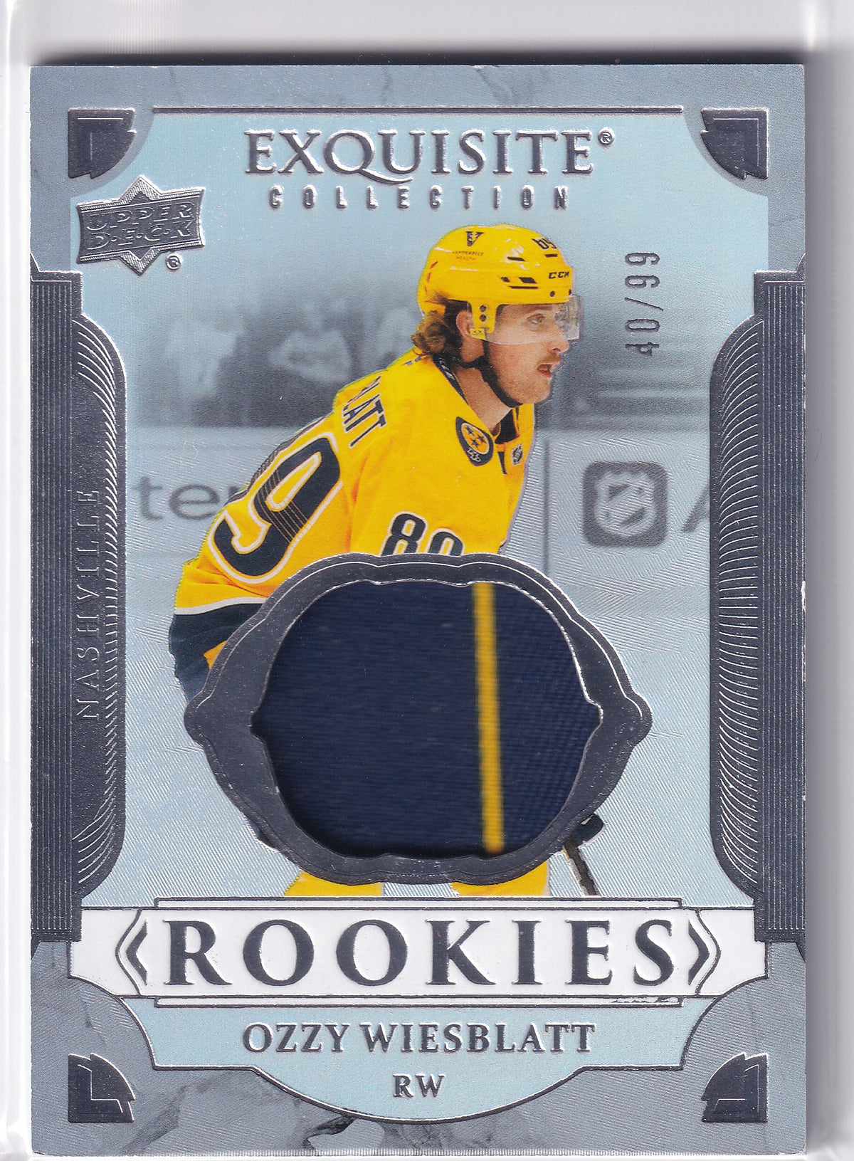 2025-26 Black Diamond Hockey Ozzy Wiesblatt Exquisite Collection Rookie Patch 40/99 RP-OW