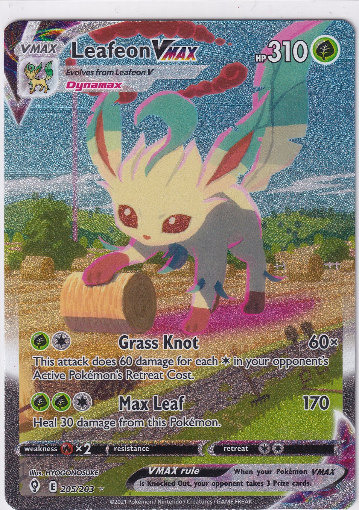 Leafeon VMAX (Alternate Art Secret) Evolving Skies Secret Rare 205/203