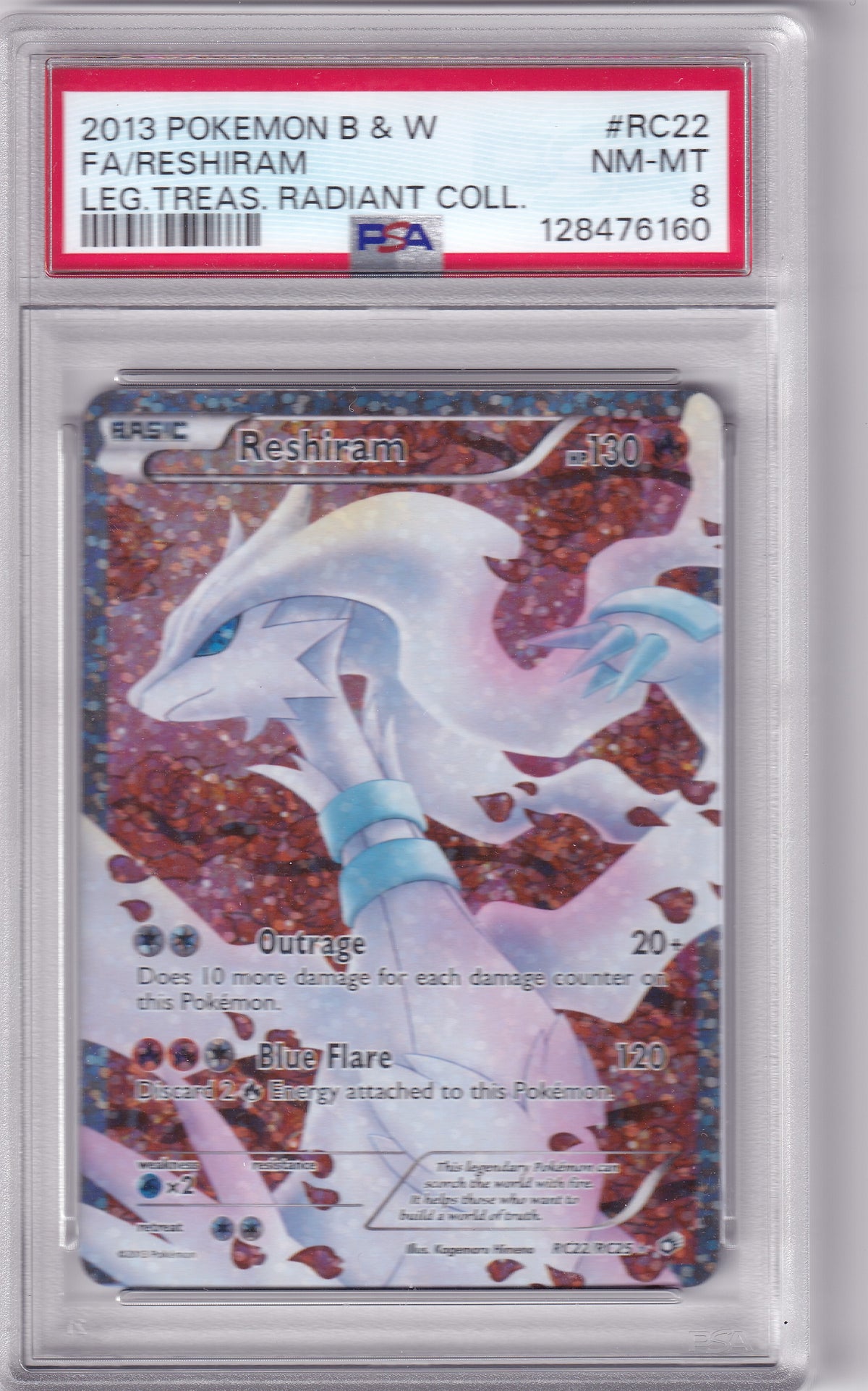PSA 8 Reshiram RC22/RC25 Pokemon Black & White Legendary Treasures Radiant Collections