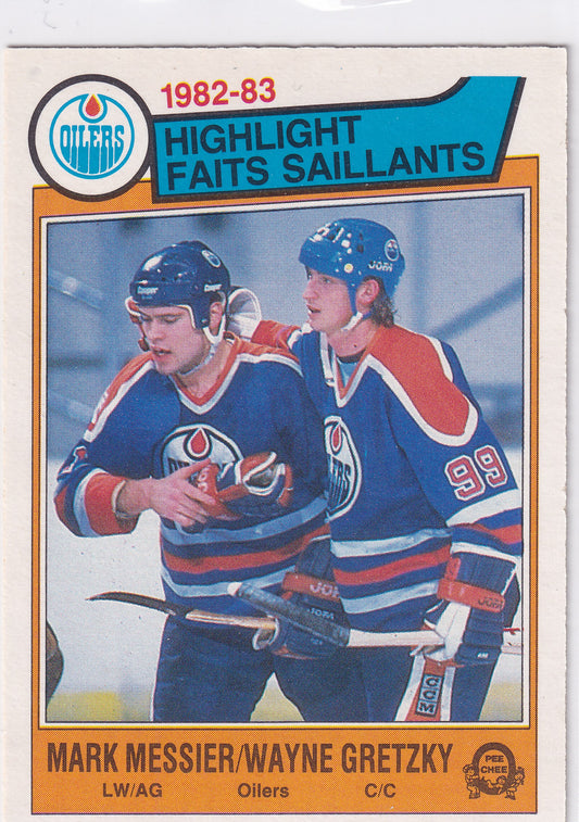 1983-84 O-Pee-Chee Mark Messier Wayne Gretzky Highlight #23