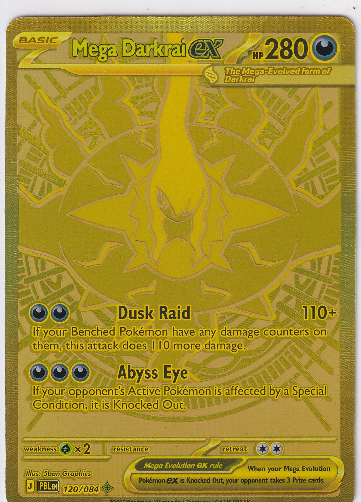 Mega Darkrai EX (Gold) Mega Hyper Rare - Pitch Black 120/084 Pokemon Card