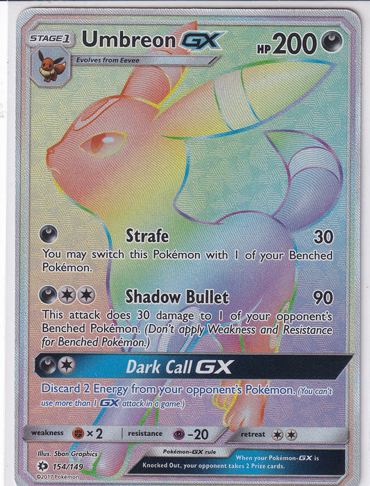 Umbreon GX (Secret) Sun & Moon Base Set Secret Rare 154