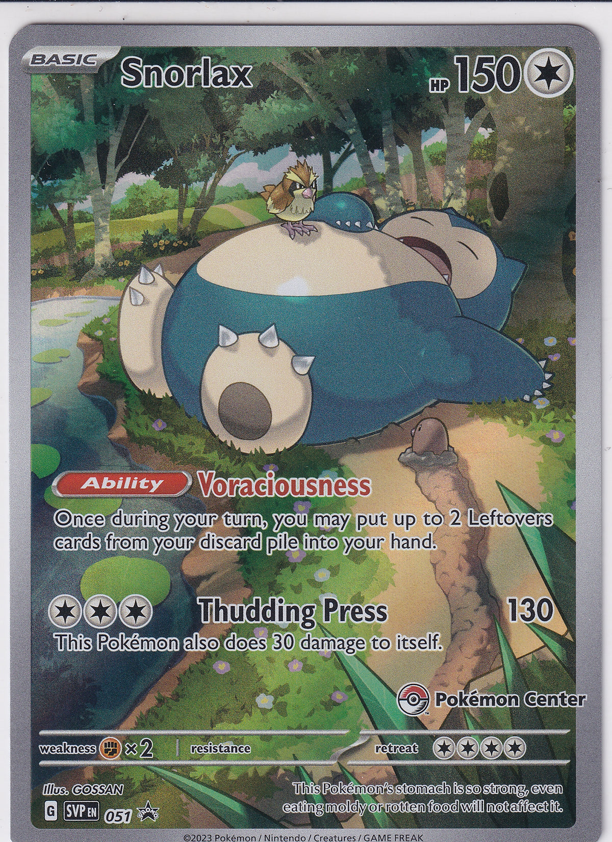 Snorlax (Pokemon Center Exclusive) Scarlet & Violet Promo Promo 051
