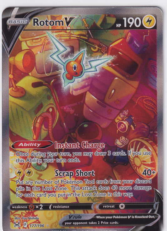 *MP* Rotom V Alternate Full Art 177/196 Pokemon Sword & Shield Lost Origin