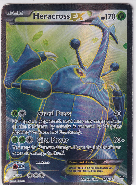 *DMG* Heracross EX Full Art 105/111 Pokemon XY Furious Fists