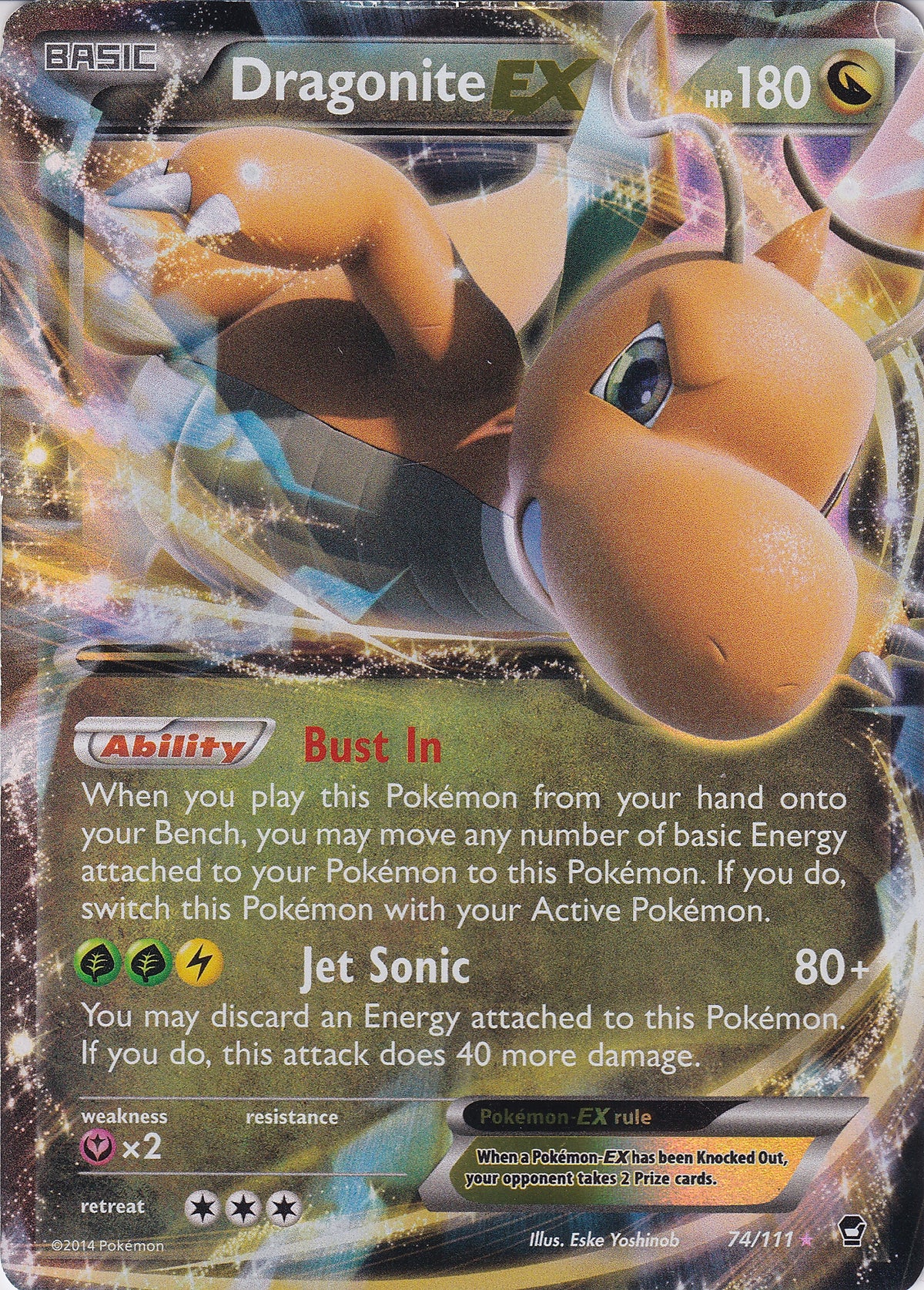 *MP* Dragonite EX Ultra Rare - Furious Fists 74/11 Pokemon Card