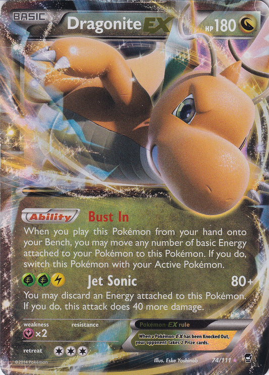 *MP* Dragonite EX Ultra Rare - Furious Fists 74/11 Pokemon Card