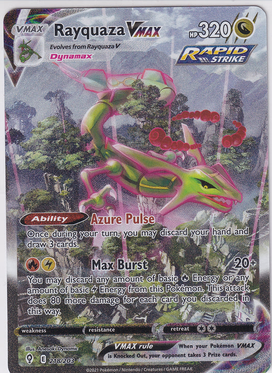 LP* Rayquaza VMAX 218/203 Pokemon Sword & Shield Evolving Skies