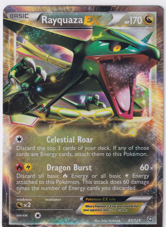 *DMG* Rayquaza EX Ultra Rare - Dragons Exalted 85/124 Pokemon Card