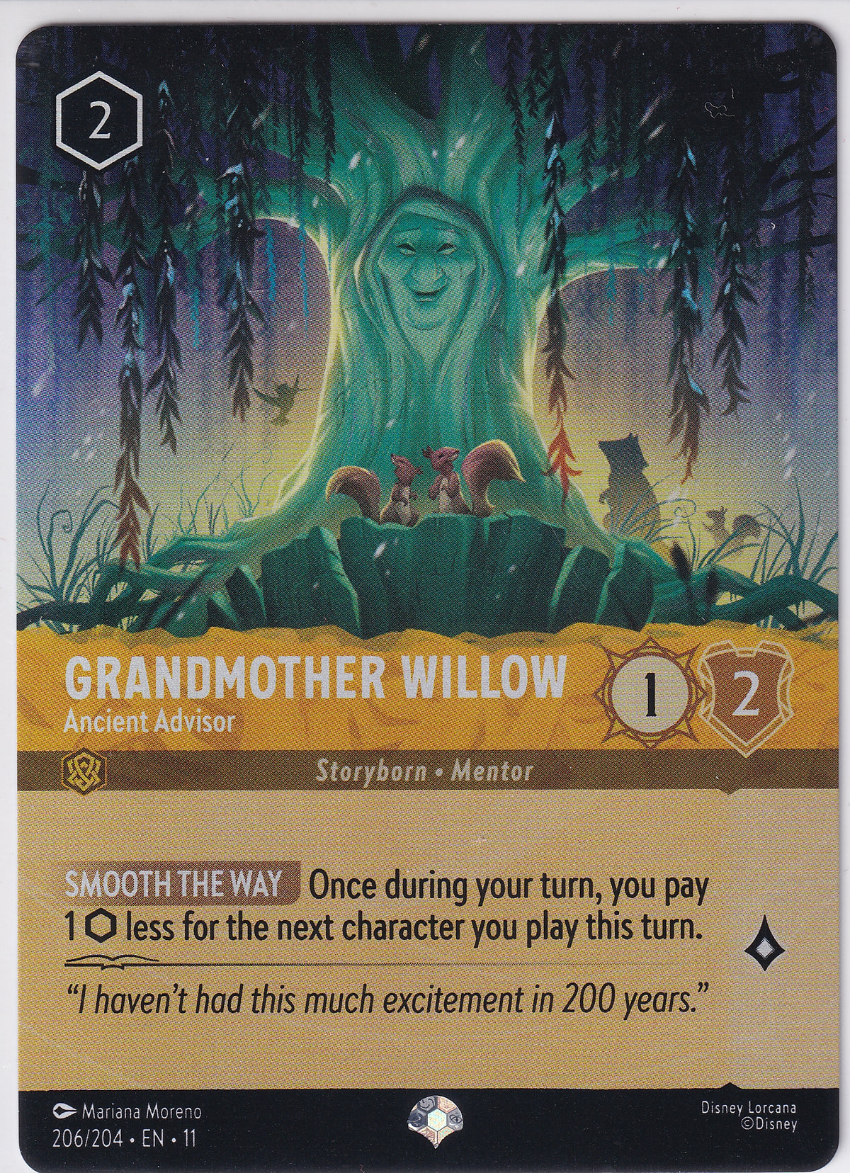 Grandmother Willow Ancient Advisor Epic - Winterspell 206/204 Lorcana Card