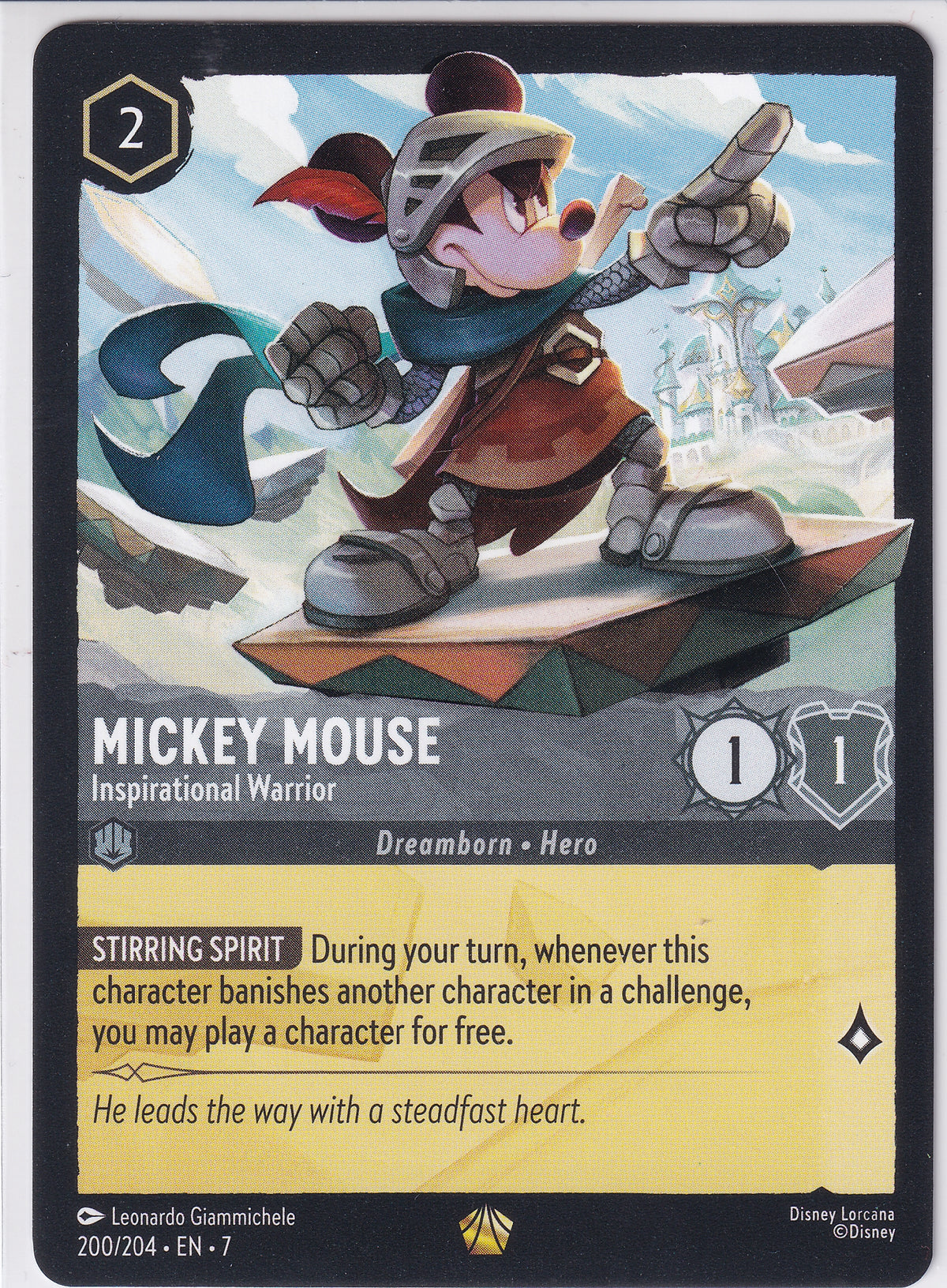 Mickey Mouse Inspirational Warrior - Archazia's Island 200/204 Lorcana Card