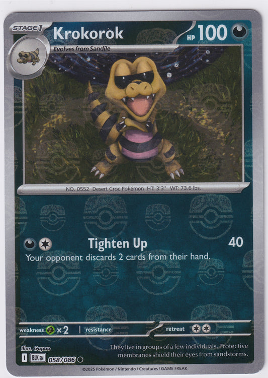 Krokorok MasterBall Pattern - Black Bolt 058/086 Pokemon Card