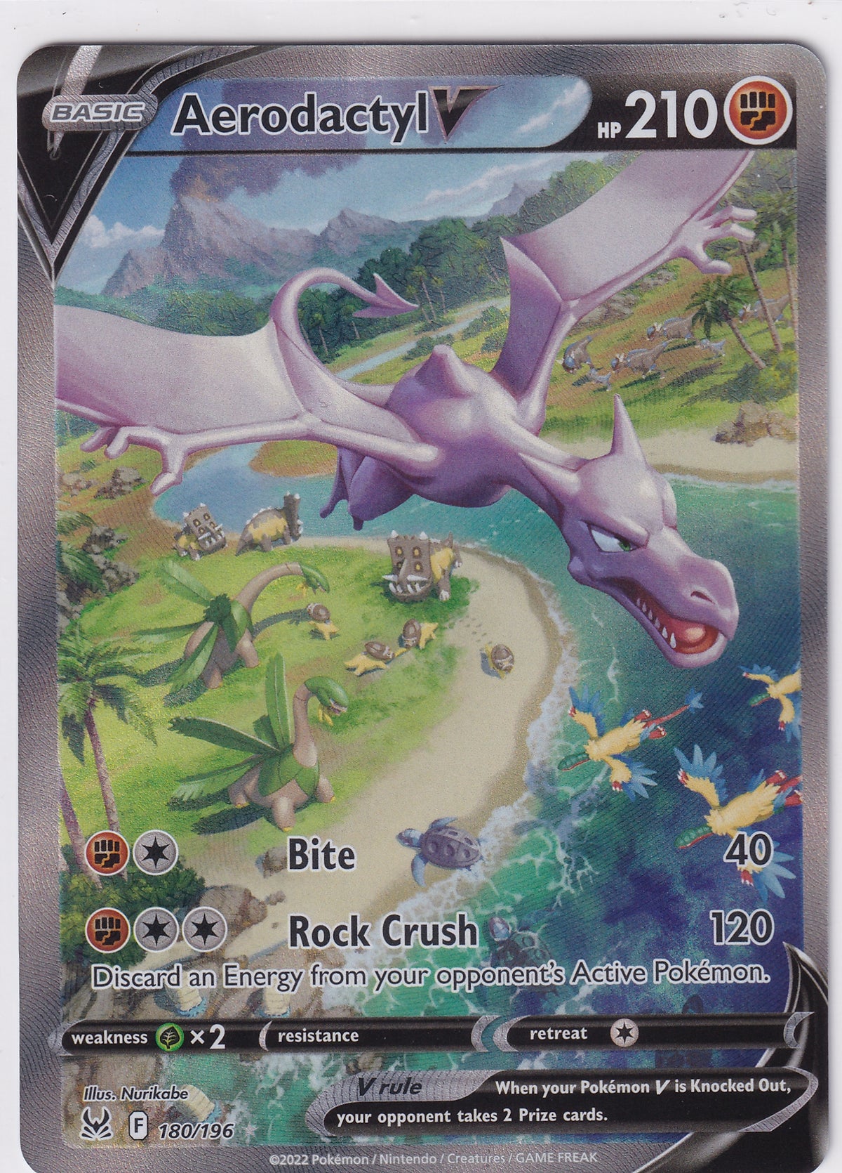Aerodactyl V (Alternate Full Art) Lost Origin Secret Rare 180/196