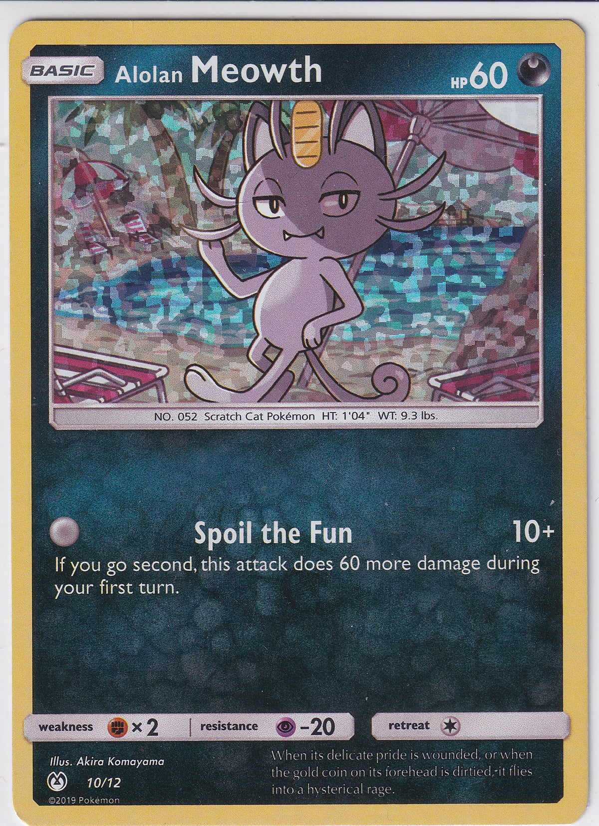 *LP* Alolan Meowth Holo Promo - McDonald's 2019 Promo 10/12 Pokemon Card