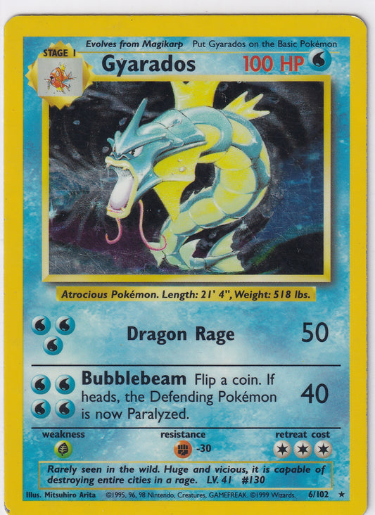 *HP* Gyarados Holo Rare - Base Set Unlimited 6/102 Pokemon Card