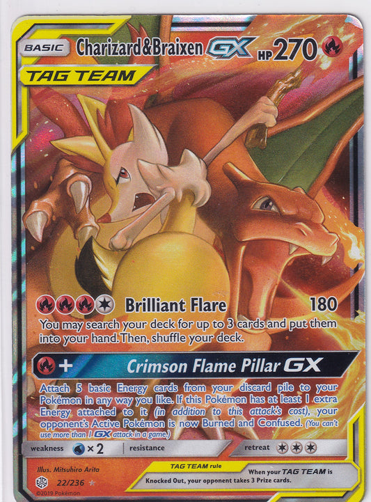 Charizard & Braixen GX Tag Team 11/263 Pokemon Sun & Moon Cosmic Eclipse