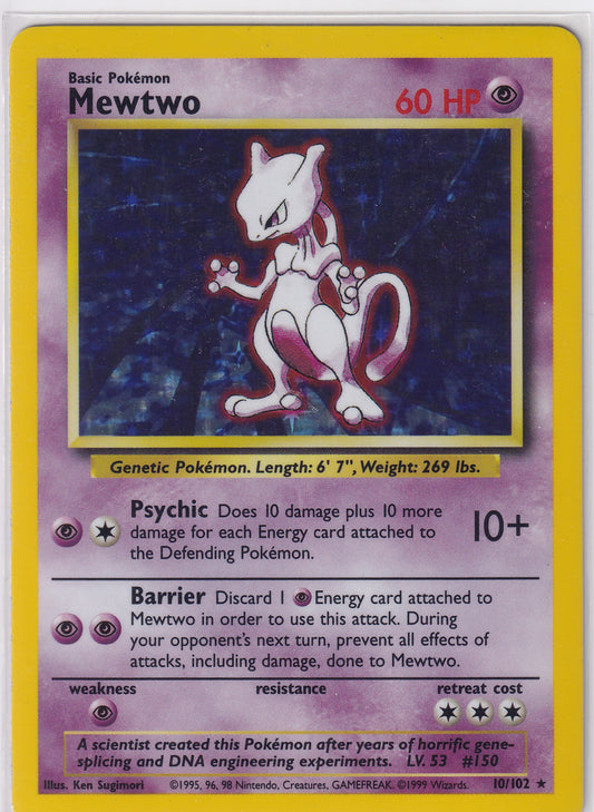 *LP* Mewtwo 10/102 Pokemon Base Set Unlimited