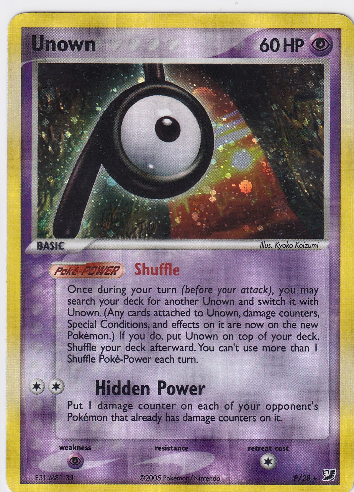 *LP*  Unown P/28 Pokemon EX Unseen Forces