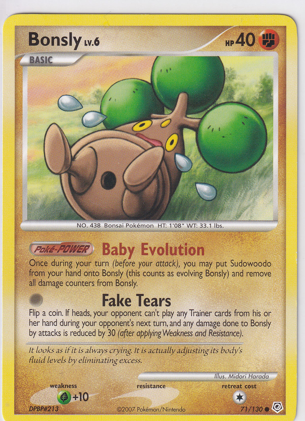 *LP* Bonsly 71/130 Pokemon Diamond & Pearl Base Set