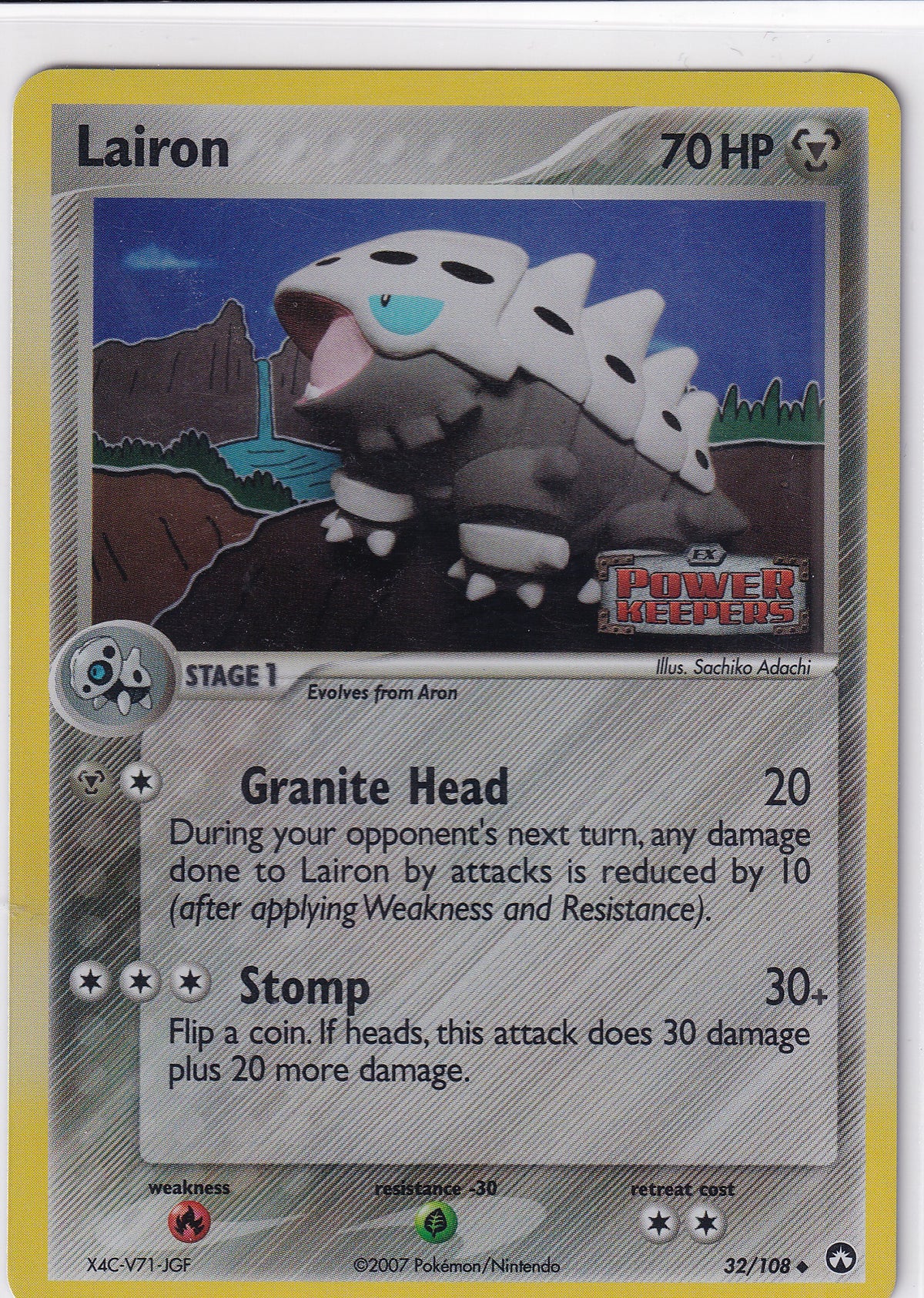 *LP* Lairon Stamped Reverse Holo - EX Power Keepers 32/108 Pokemon Card
