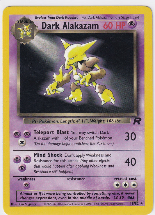 *LP* Dark Alakazam Unlimited Rare - Team Rocket 18/82 Pokemon Card