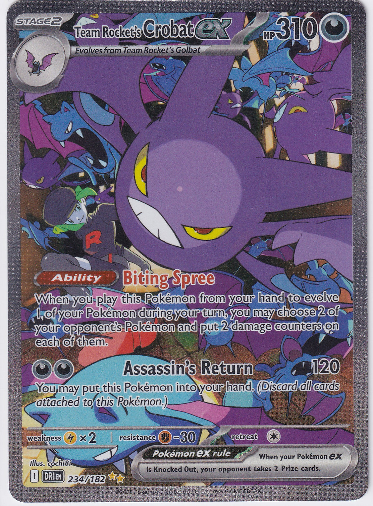 Team Rocket's Crobat EX Special Illustration Rare - Destined Rivals 234/182 Pokemon Card