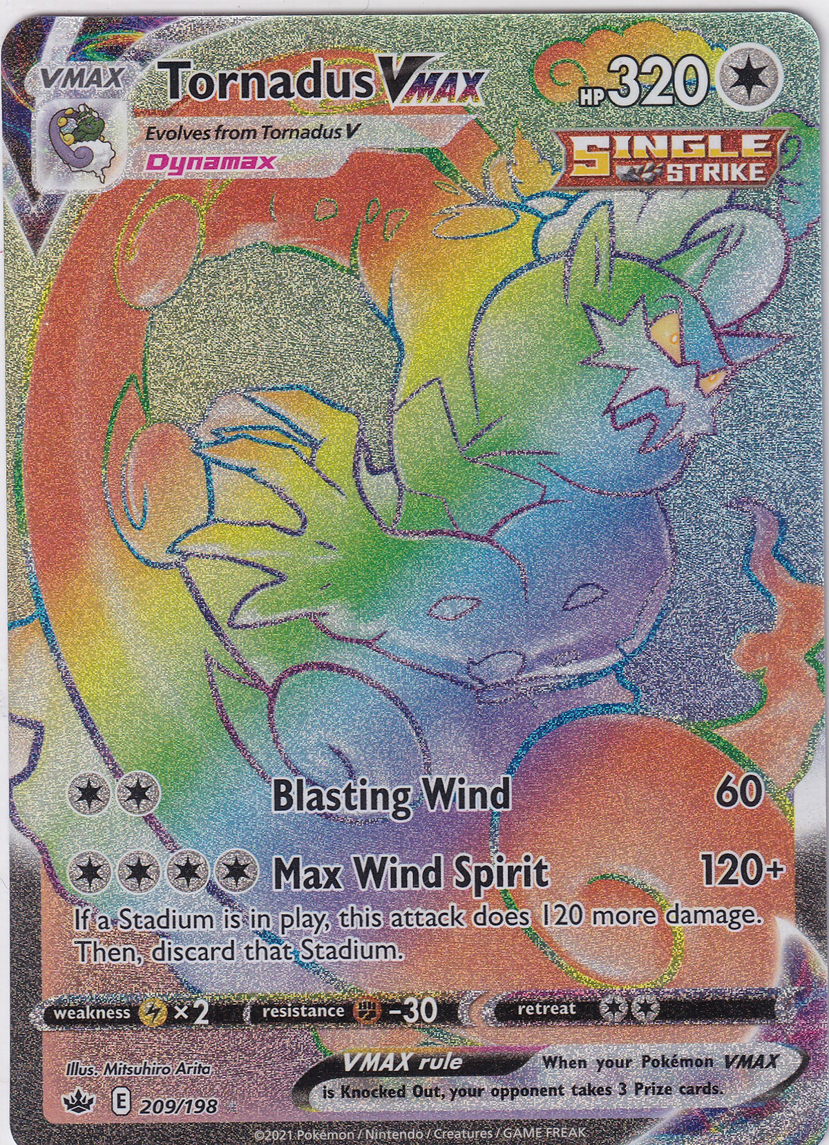 Tornadus VMax Secret Rare - Chilling Reign 209/198 Pokemon Card