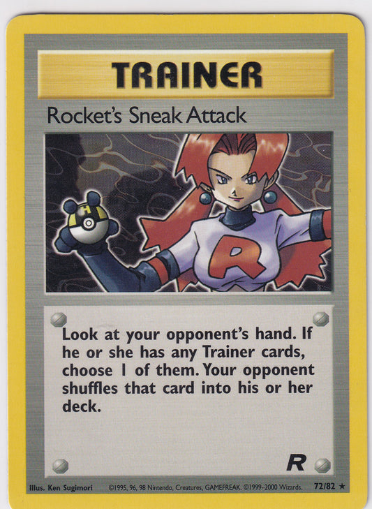 *LP* Rocket's Sneak Attack Trainer Unlimited Rare - Team Rocket 72/82 Pokemon Card