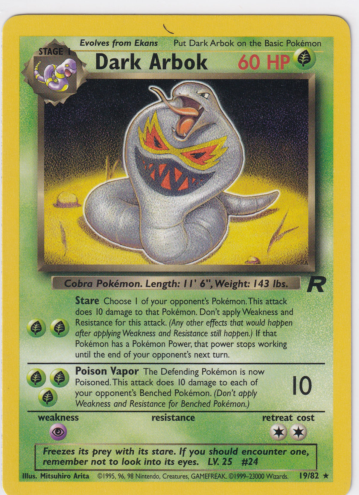 Dark Arbok Unlimited Rare - Team Rocket 19/82 Pokemon Card