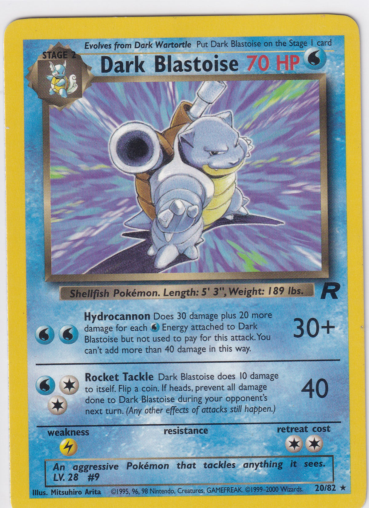 *LP* Dark Blastoise Unlimited Rare - Team Rocket 20/82 Pokemon Card
